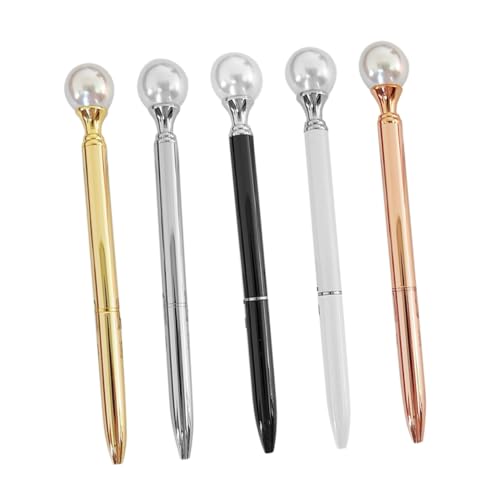 Angoily 5Stücke Kugelschreiber aus Metall Teilig Roségold und Ergonomische Schreibgeräte für Damen Design Rutschfester Griff für Büro von Angoily