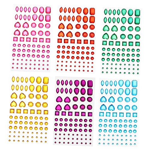 Angoily 6 Blätter DIY-Diamant-Aufkleber Herzkristalle Diamant-Kunst-Kits Edelstein Gesichtsschmuck aufkleber handmade dekorative sticker basteln Sie 3D-Aufkleber Kristallaufkleber Plastik von Angoily