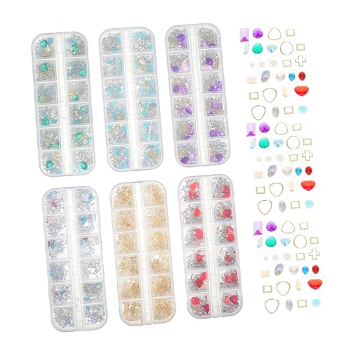 Angoily 6 Box 12 Nagel Strass Kleben Strasssteine ​​Nagel Pailletten Festival Glitter DIY Maniküre Zubehör von Angoily