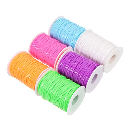 Angoily 6 Rollen Bunter Lanyard Schnur DIY PVC Bastelschnur für Kreative Projekte Geschenkverpackung und Dekoration Yards Grün Gelb Lila von Angoily