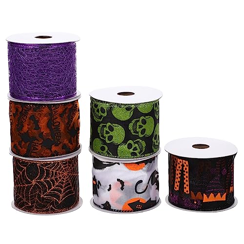 Angoily 6 Rollen Halloween Geschenkband Set Dekorative Ribbons für DIY Bastelprojekte Zubehör für Halloween Feiern Geschenkverpackungen und Kreative Dekorationen Angoily 6 Rollen Halloween Geschenkband Set Dekorative Ribbons für DIY Bastelprojekte Zubehör für Halloween Feiern Geschenkverpackungen und Kreative Dekorationen von Angoily