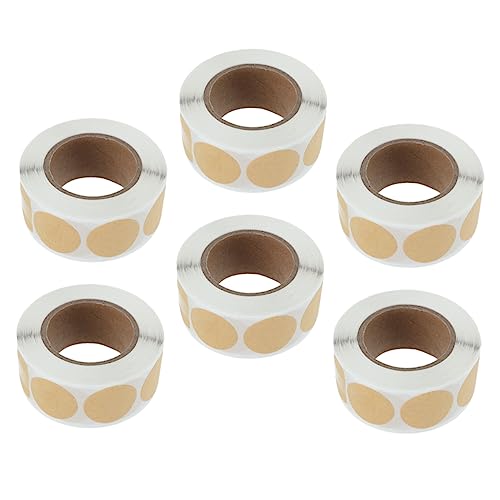 Angoily 6 Rollen Kraftpapier Aufkleber Rund Selbstklebend Einfache Siegel Etiketten für Verpackung Backbeutel DIY Dekoration pro Geeignet für Bäckerei Büro und Haushalt von Angoily