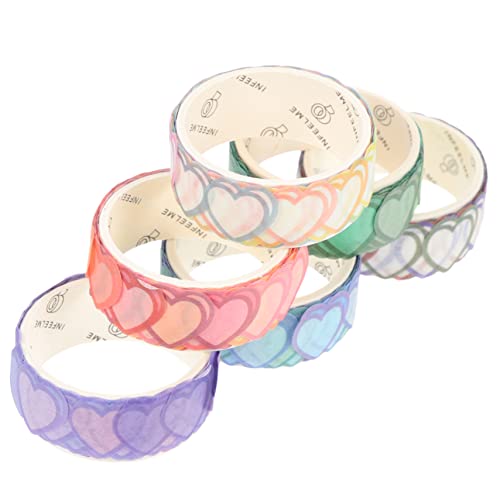 Angoily 6 Rollen Liebes Und Papierklebeband Aufkleber Herzen Punktetiketten Schrottspenderboxen Zerbrechliches Klebeband Strass Packband Bestätigungsgeschenkanhänger Herz Washi von Angoily