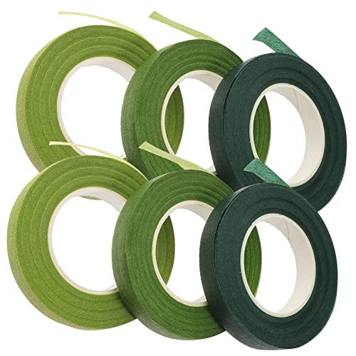 Angoily 6 Rollen Verpackungs Band Rosen künstliche Blumen Blumensträuße Anordnung Strauß Band grünes Band für Blumen Blumenverpackungsbänder Blumenwickelband Klebeband von Angoily