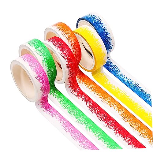Angoily 6 Rollen Washi Tape Dekoratives Klebeband für Diy Bastelprojekte Fuß Lange Drucke für Scrapbooking Journaling und Geschenkverpackungen von Angoily