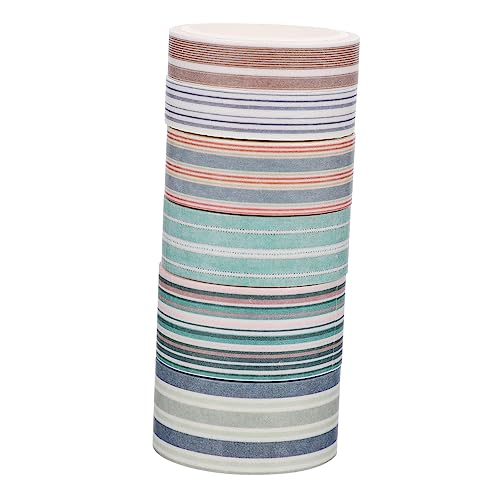 Angoily 6 Rollen Washi Tape Dekoratives Klebeband mit Streifen für DIY Kunsthandwerk Scrapbooking und Geschenkverpackungen Einfach zu Verwenden Hinterlässt Rückstände Notizbücher und von Angoily