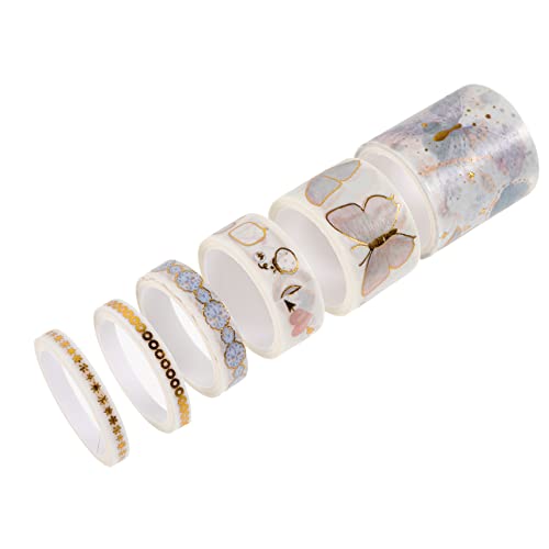 Angoily 6 Rollen Washi Tape Set Dekorative Klebebänder für Diy Scrapbooking und Journaling pro Rolle Kreative Designs für Notizbücher und Bastelprojekte von Angoily