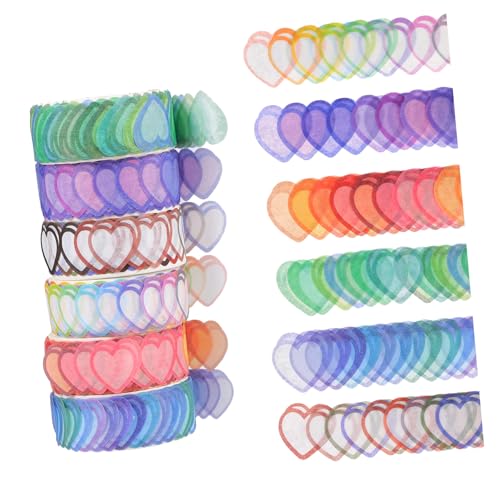 Angoily 6 Rollen Washi Tape mit Herzmuster pro Buntes Dekoratives Klebeband für DIY Scrapbooking Geschenkverpackung und Bastelbedarf Leicht Ablösbar ohne Rückstände von Angoily
