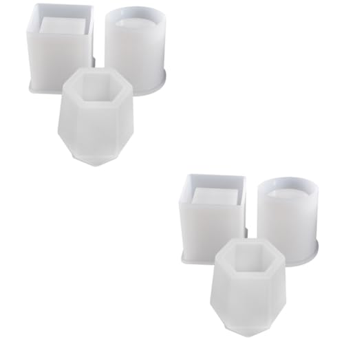Angoily 6 Stck. Teiliges Silikon Epoxidharz Stifthalter Formen Runde Eckige Becherform DIY Handwerk Gießform Leicht Tragbar Kreative Stifthalter Herstellung von Angoily