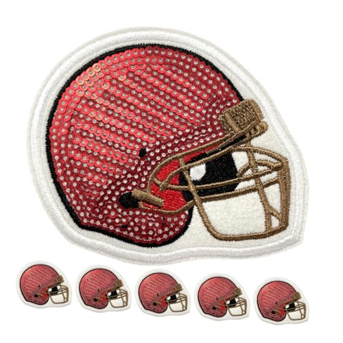 Angoily 6 Stück Football Helm Iron Patches Beständige Sport Stickerei Einfache Bügelanwendung ohne Nähen Dekorative Applikationen für Kleidung Rucksäcke Jeans und Diy Projekte von Angoily