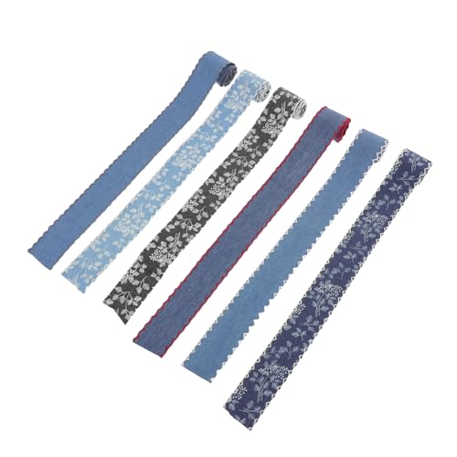 Angoily 6 Stück Gewebte Zopfborte Denim Stoffband Jeansbänder Zum Basteln Baumwoll Nähspitze Dekorative Bandborte Vintage Spitzenband Brautsträuße Bänder Baumwoll Spitzenband von Angoily