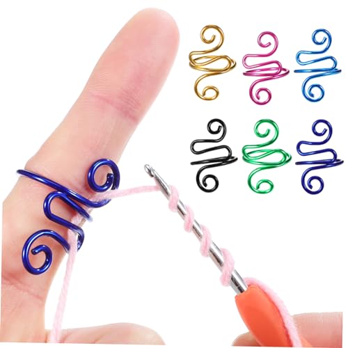 Angoily 6 Stück Häkelring Griffe Spannung Für Häkelzubehör Ringe Garn Häkelnadel Stricken Verstellbare Häkelspannung Silberstich Finger Anfänger Häkeln Groß Der Ring Aus von Angoily