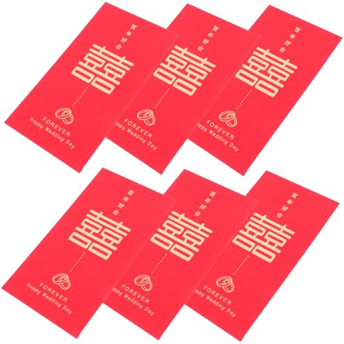 Angoily 6 Stück Happy Red Envelope -Tasche Umschläge Paket für Versiegelung Engagement Gruß Und roter Umschlag Hochzeit Traditioneller roter Umschlag Geldbeutel im chinesischen Stil Papier von Angoily