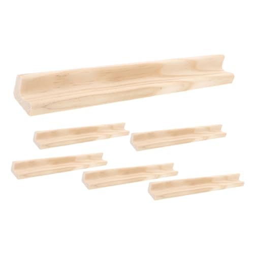 Angoily 6 Stück Holzdekorationen holz aufsteller Stabiler Holzhalter Dominohalter für den mexikanischen Zug Domino-Halter-Fach Domino-Tabletts Dominoständer aus Holz Khaki von Angoily