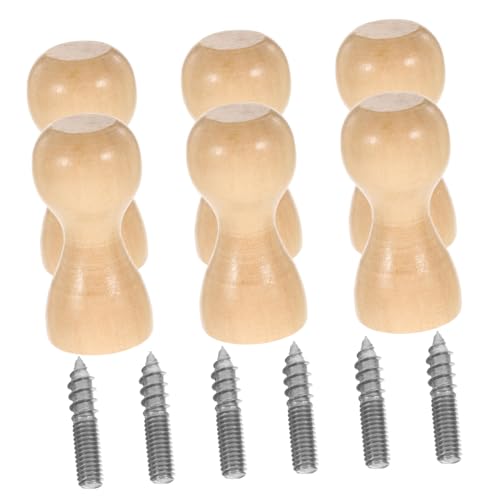 Angoily 6 Stück Kleiderhaken Haken Kleiderbügel Kleiderablage Wandhängehaken Hut-organizer Für Die Wand Huthaken Für Wand Jackenaufhänger Türhaken Hutaufhänger Für Die Tür Tür Beige Holz von Angoily