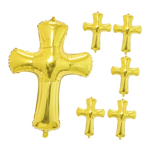 Angoily 6 Stück Kreuzballon für Luftballons zur Taufe taufen enthalten Party bunt Pastell Oh Luftballons zur Erstkommunion Brautduschenballons Geburtstagsdekorationen Aluminiumfolie Golden von Angoily