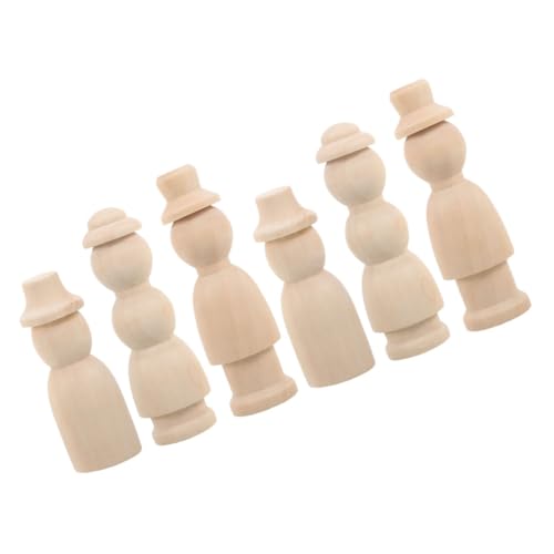 Angoily 6 Stück Puppenmann Holzpuppe Miniaturpersonen Figuren Leute pfeifen Holzfiguren Zubehör für Spielhäuser kleine Menschenfiguren Menschen Figuren Graffiti Puppet Kit hölzern Beige von Angoily
