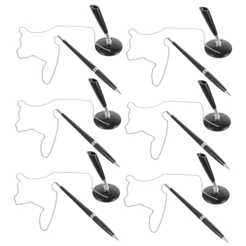 Angoily 6 Stück Sichere Gel kugelschreiber mit Drehbarem Ständer und Stabiler Metallkette Selbstklebender Halter für Schreibtisch Empfang Büro Schule Bankgebrauch Angoily 6 Stück Sichere Gel kugelschreiber mit Drehbarem Ständer und Stabiler Metallkette Selbstklebender Halter für Schreibtisch Empfang Büro Schule Bankgebrauch von Angoily