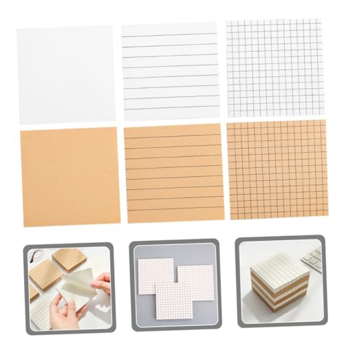Angoily 6 Stück Teiliges Abreißbarer Haftnotizen Selbstklebende Memo Pads in Weiß und Kraftpapier mit Linierten Karierten und Blanko Praktische Schreibwaren für Büro und Schule von Angoily