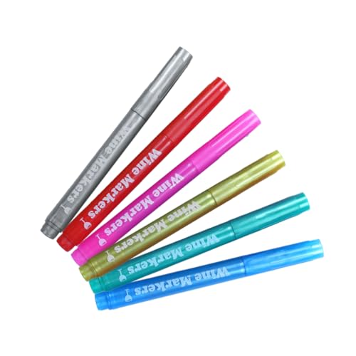 Angoily 6 Stück Teiliges Abwischbarer Kunststoff Paint Marker Stifte Leuchtende Farben Rot Blau Grün Gold Silber Präzise Anwendung für Keramik Metall Holz Stoff zum Malen und Beschriften von Angoily
