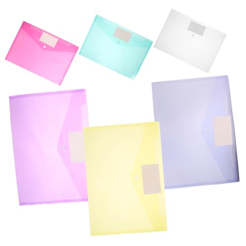 Angoily 6 Stück Teiliges Dokumententaschen mit Druckknopf Kunststoff Ordner Wasserabweisende Transparente Farbige Aktenhüllen für Büro Schule Praktische Dokumenten Organizer Angoily 6 Stück Teiliges Dokumententaschen mit Druckknopf Kunststoff Ordner Wasserabweisende Transparente Farbige Aktenhüllen für Büro Schule Praktische Dokumenten Organizer von Angoily