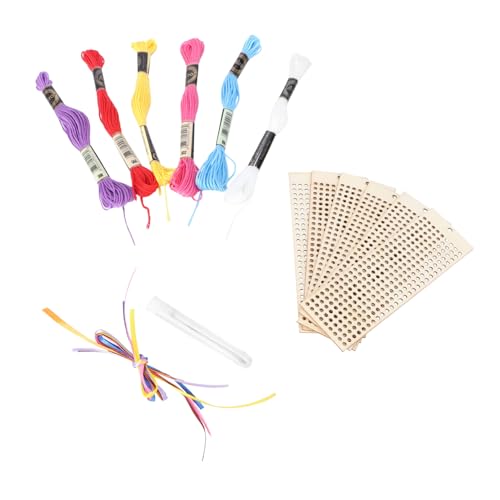 Angoily 6 Stück Teiliges Holz Stickset für Lesezeichen DIY Kreuzstich Kit Hochwertigem Holz für Bastelprojekte und Weihnachtsdekorationen Baumwollfaden und Aufhängeschnur von Angoily