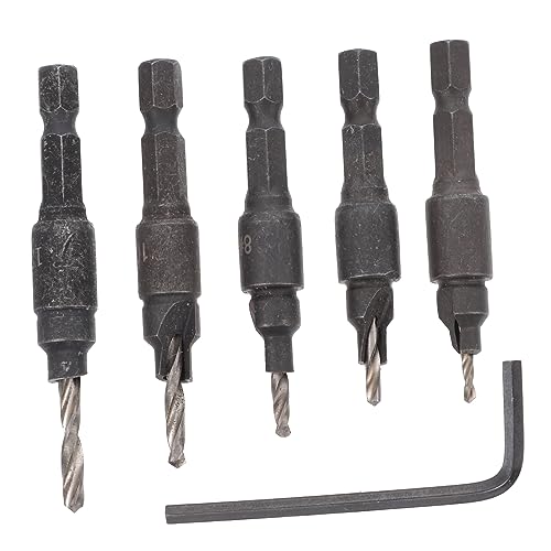 Angoily 6 Stück Teiliges Holzverarbeitung Bohrer Set mit Senkbohrer und Innensechskantschlüssel für Präzises Bohren Sperrholz und Andere Materialien von Angoily