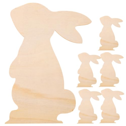 Angoily 6 Stück Teiliges Osterhasen Holzscheiben Unlackierte DIY Holz Ausschnitte für Kreative Bastelideen für Frühlingsdekoration und Kinderhandwerke von Angoily