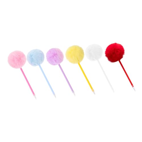 Angoily 6 Stück Teiliges Plüsch Kugelschreiber mit Flauschigem Design Komfortable Schreibstifte aus PP und Plüsch Dekorative Schreibstifte für Schule Büro und Sanft Gleitend Vielseitig von Angoily