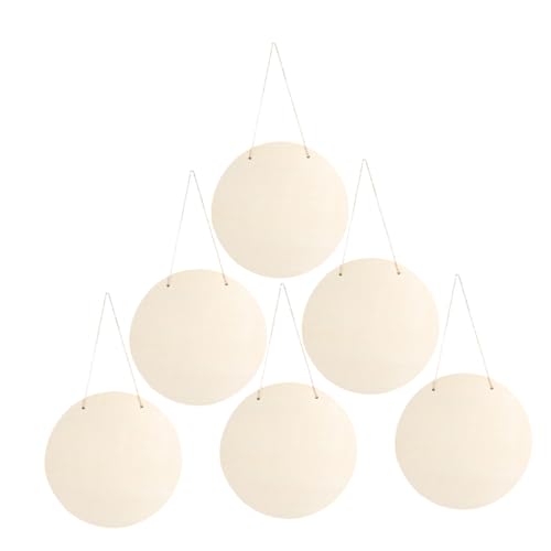 Angoily 6 Stück Teiliges Runde Holzscheiben Unbehandelte Holzkreise für DIY Bastelprojekte Glatte Oberfläche Vielseitige Holzschilder für Tür Festtagsdekorationen von Angoily