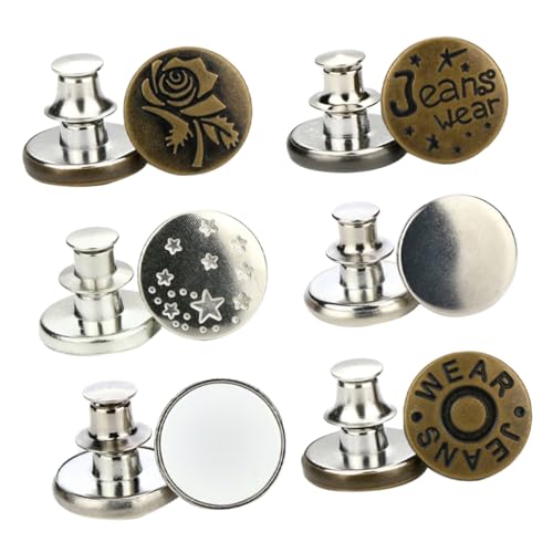 Angoily 6 Stück Teiliges Set Abnehmbare Blumenknöpfe für Jeans Schnallen zur Sofortigen Taillenreduktion für Schlanke Näharbeiten Erforderlich Metallisch und Langlebig von Angoily