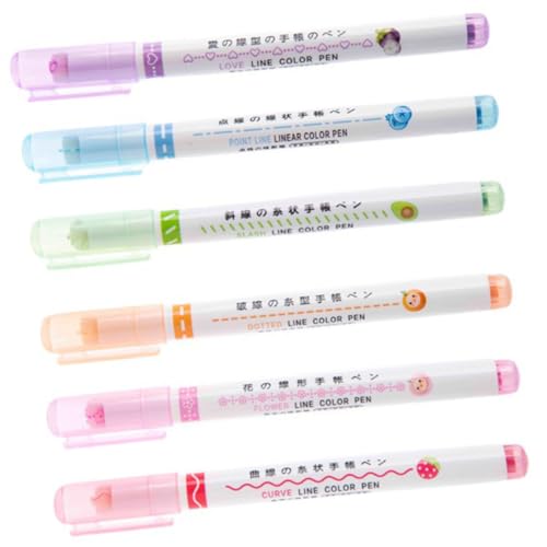 Angoily 6 Stück Teiliges Set Handlettering Marker Stifte Kawaii Textmarker für Notizen Zeichnungen Scrapbooking Bürobedarf Schnell Trocknend Sechs Farben von Angoily