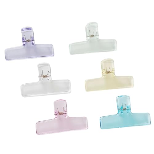 Angoily 6 Stück Teiliges Transparente Acryl Büroklammern in Farben Große Dokumenten Organizer Clips Vielseitige Aktenklammern für Büro Schule und Studium Schnelle Fixierung Loser von Angoily