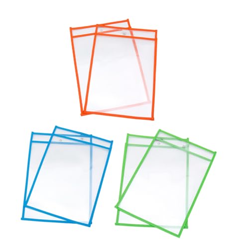 Angoily 6 Stück Teiliges Transparente Dry Erase Pockets Beidseitig Abwischbar Wiederverwendbar für Unterricht Schulbedarf Schreibtaschen aus PVC von Angoily