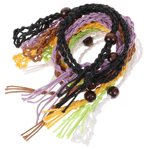 Angoily 6 Stück Teiliges Verstellbare Handgewebte Halskettenanhänger mit Holzperlen Langlebiger Steinhalter aus Wachsseil für DIY Schmuckherstellung in Farben Braun Schwarz Lila Grün Gelb Angoily 6 Stück Teiliges Verstellbare Handgewebte Halskettenanhänger mit Holzperlen Langlebiger Steinhalter aus Wachsseil für DIY Schmuckherstellung in Farben Braun Schwarz Lila Grün Gelb von Angoily