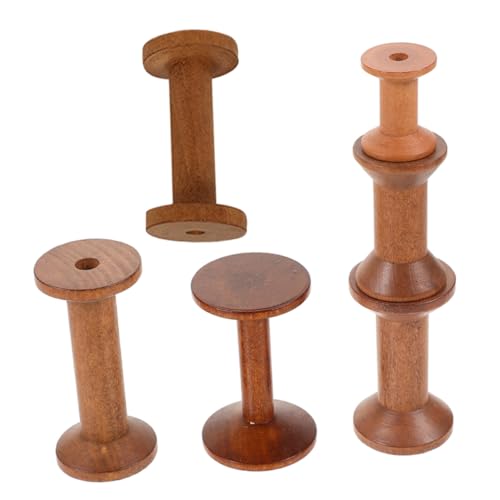Angoily 6 Stück Teiliges Vintage Holzspulen für Nähfadenaufbewahrung Handgefertigte Leere Garnspulen aus Langlebigem Holz für DIY Bastelprojekte Stickerei und Drahtweberei von Angoily