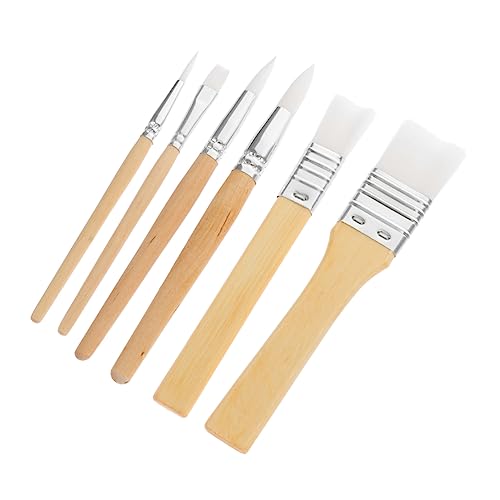 Angoily 6 Stück Teiliges Wasserfarben Pinsel mit Holzgriff für Öl und Aquarellmalerei Kunstbedarf für Studenten und Hobbykünstler Langlebig und Vielseitig Einsetzbar von Angoily