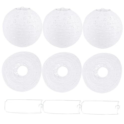 Angoily 6 Stück Teiliges Weiße Runde Papierlaternen Handgefertigte Hohle Laternen mit Drahtgestell Einfache Montage Dekorative Lichtdekoration für Hochzeit Party Kinderzimmer und Indoor von Angoily