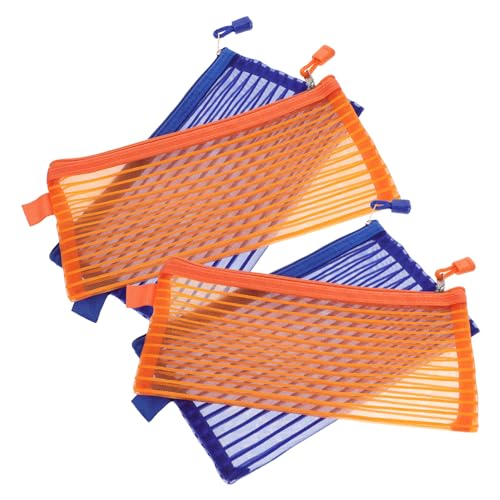 Angoily 6 Stück Transparente Dokumententaschen mit Reißverschluss Flacher Aluminium zipper Große Kapazität Wetterfeste Schreibwaren Kosmetikbeutel Farbige Mesh aufbewahrungstaschen von Angoily