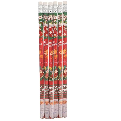 Angoily 6 Stück Weihnachtsbleistifte mit Radiergummi Bunte Holzstifte mit Klassischen Xmas Motiven Leichte Langlebige Schreibbleistifte für Schule Geschenke und Weihnachtsfeiern von Angoily