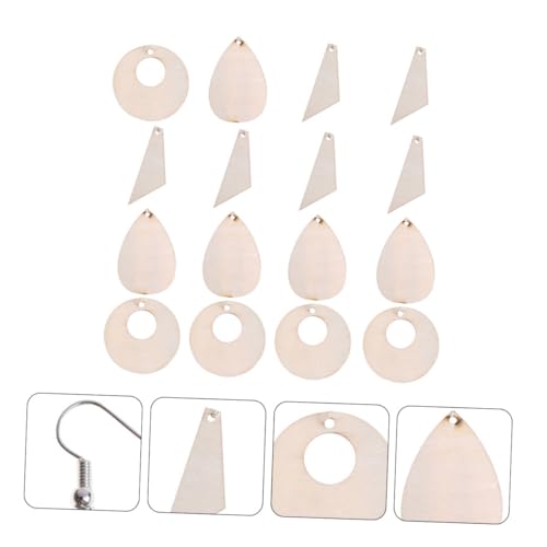 Angoily 60 Stück Diy Holzschmuck Holzohrringe Zubehör für Bastelprojekte Anhänger mit Ringen und Haken für Schmuckherstellung und Handarbeiten von Angoily