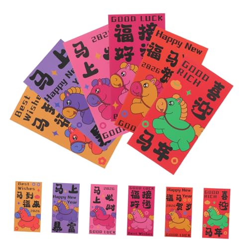 Angoily 60 Stück Neujahrs-hongbao Rotes Papiergeldumschläge Pferdezeichen Motiv Traditionelle Chinesische Geldgeschenke Für Frühlingsfest Und Familienfeiern von Angoily