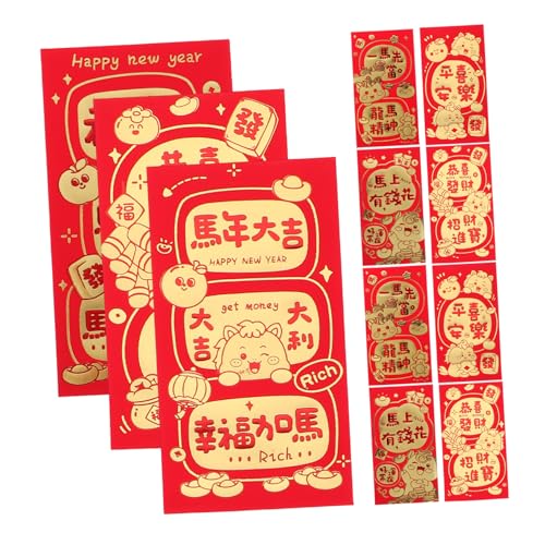 Angoily 60 Stück Rote Päckchen Zum Jahr Des Pferdes Chinesische Glücksgeldumschläge Rote Päckchen Zum Mondjahr Chinesische Kartenumschläge Lai See Geldumschläge Zum von Angoily