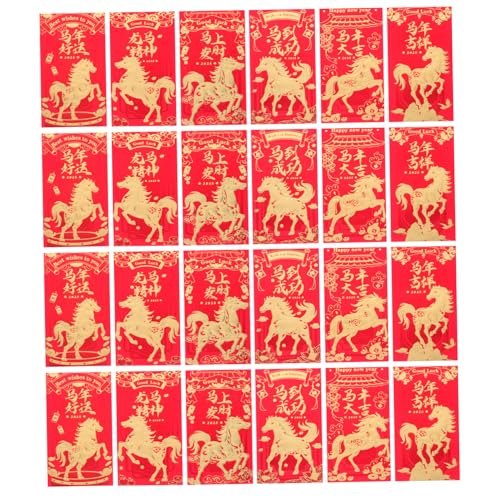 Angoily 60 Stück Rote Umschläge Jahr Des Pferdes Lunar Year Packets mit Goldprägung Stabile Chinesische Hong Bao für Frühlingsfest Hochzeit Geburtstag Geschenkumschläge von Angoily