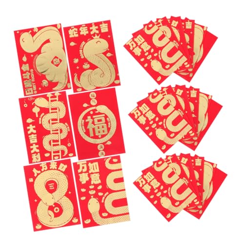 Angoily 60 Stück Schlangenbeutelkernkernhülle Deko Hochzeitsgeldumschläge Hochzeitsumschläge Schicke Umschläge Kleiner Umschlag Neues Jahr Red Envelope -tasche Neujahrsumschlag Papier Rot von Angoily