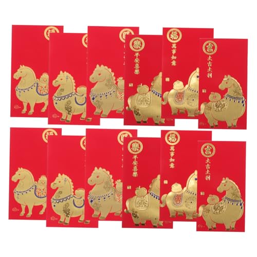 Angoily 60 Stück Teiliges Rote Umschläge mit Pferdemotiv Traditionelle Chinesische Hongbao für Frühlingsfest Hochzeiten und Festliche Anlässe Kreatives Papier mit Glatter Oberfläche von Angoily