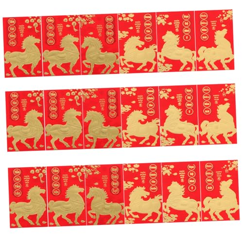 Angoily 60 Stück Traditionelle Rote Umschläge Jahr Des Pferdes Vietnamesische Neujahrsumschläge Spring Festival Geldbeutel mit Verschiedenen Mustern für Hochzeit Geburtstag von Angoily
