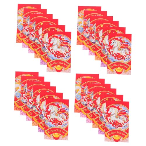 Angoily 60 Stück Vietnamesische Rote Umschläge Pferdejahr Papier Hong Bao Geldumschläge mit Vietnamesischem Pferdezodiac für Lunar Year Frühlingsfest Verpackung von Angoily
