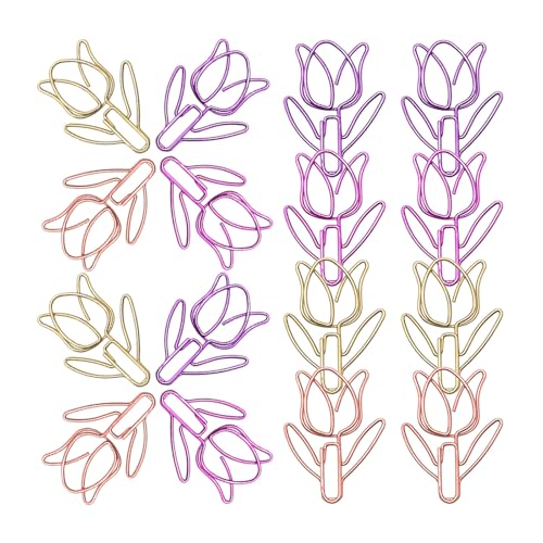 Angoily 60 Stück kleine Büroklammern: Büroklammern aus Metall in Tulpenform – süße Lesezeichen mit Blumenmotiv für Büro, Schulbedarf, Lehrer, Schüler Angoily 60 Stück kleine Büroklammern: Büroklammern aus Metall in Tulpenform – süße Lesezeichen mit Blumenmotiv für Büro, Schulbedarf, Lehrer, Schüler von Angoily