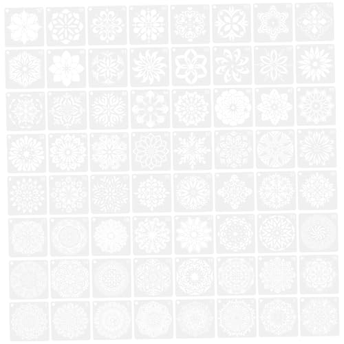 Angoily 64 Stück Tragbare Malschablonen Malen Wiederverwendbare Mandala-schablonen Und Für Mandala Dot Painting Schablonen Diy-mandala-elemente-schablonen Klein Zeichnung Das Haustier Weiß von Angoily